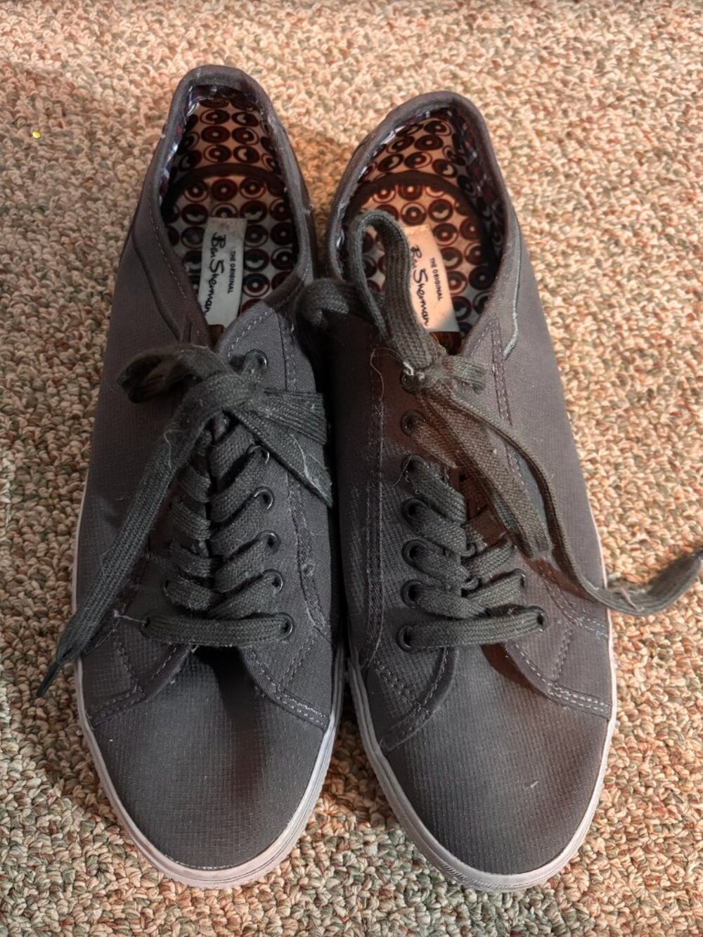 Ben Sherman Gray Canvas Lace Up Men's Casual Sneakers, Size 10